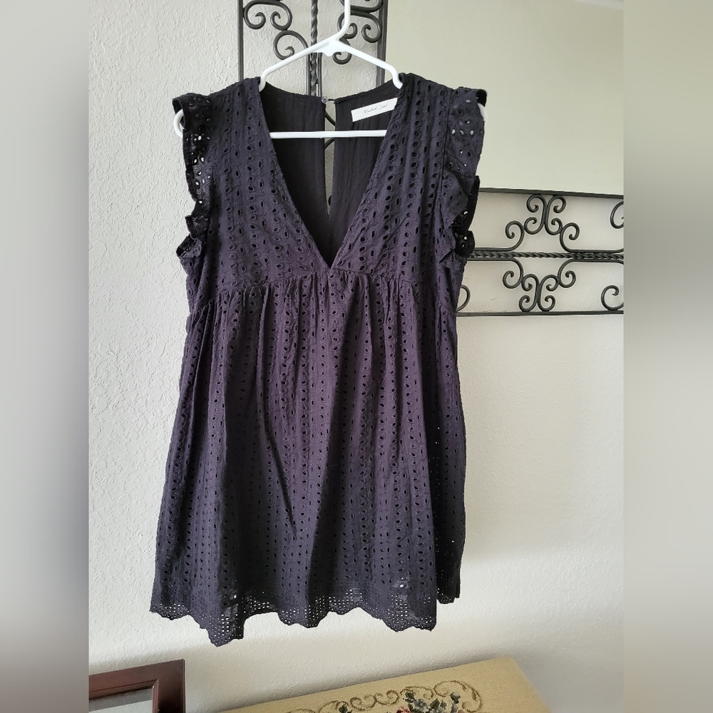 Black eyelet romper